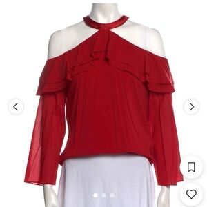 Alice + Olivia Red Cold Shoulder Blouse